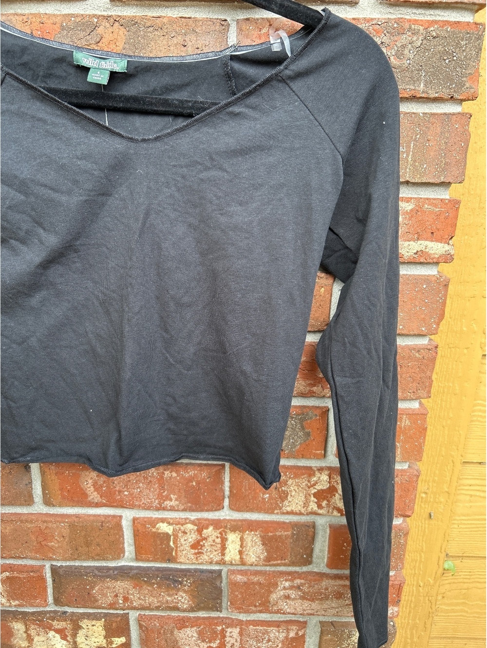 Wild Fable Women's Long Sleeve Black Crop Top Size Small